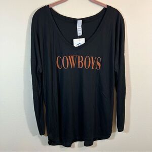 District Women’s Black Oklahoma Cowboys Long Sleeve Top Medium NWT